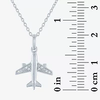 Diamond Accent "Travel" (G-H / I1-I2) Airplane Womens Diamond Accent Lab Grown White Diamond Sterling Silver 16 Inch Pendant Necklace
