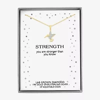 Diamond Accent "Strength" (G-H / I1-I2) Hummingbird Womens Diamond Accent Lab Grown White Diamond 14K Gold Over Silver 16 Inch Pendant Necklace