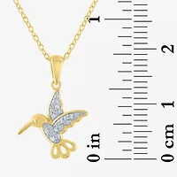 Diamond Accent "Strength" (G-H / I1-I2) Hummingbird Womens Diamond Accent Lab Grown White Diamond 14K Gold Over Silver 16 Inch Pendant Necklace