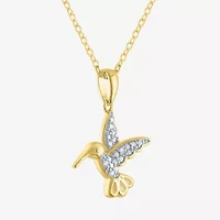 Diamond Accent "Strength" (G-H / I1-I2) Hummingbird Womens Diamond Accent Lab Grown White Diamond 14K Gold Over Silver 16 Inch Pendant Necklace