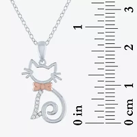 Diamond Accent (G-H / I1-I2) "Cat" Womens Diamond Accent Lab Grown White Diamond Accent 14K Rose Gold Over Silver Sterling Silver 16 Inch Pendant Necklace