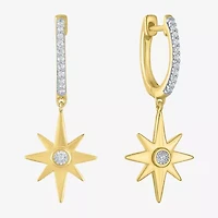 Diamond Addiction North Star (G-H / I1-I2) Womens 1/10 CT. T.W. Lab Grown White Diamond 14K Gold Over Silver Sterling Silver 27mm Star Hoop Earrings
