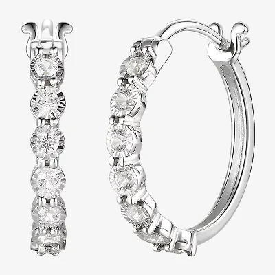 Womens 1/10 CT. T.W. Natural White Diamond Sterling Silver 18mm Hoop Earrings