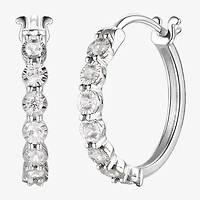Womens 1/10 CT. T.W. Natural White Diamond Sterling Silver 18mm Hoop Earrings