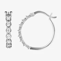 Womens 1/10 CT. T.W. Natural White Diamond Sterling Silver 18mm Hoop Earrings