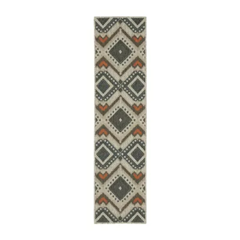 Covington Home Long Island Tribal Diamonds 22"X90" Indoor Outdoor Rectangular Runner