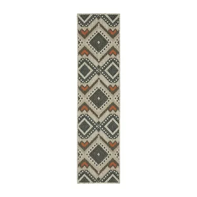 Covington Home Long Island Tribal Diamonds 22"X90" Indoor Outdoor Rectangular Runner