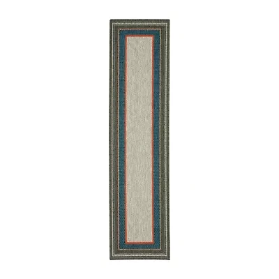 Covington Home Long Island Casual Border 22"X90" Indoor Outdoor Rectangular Runner