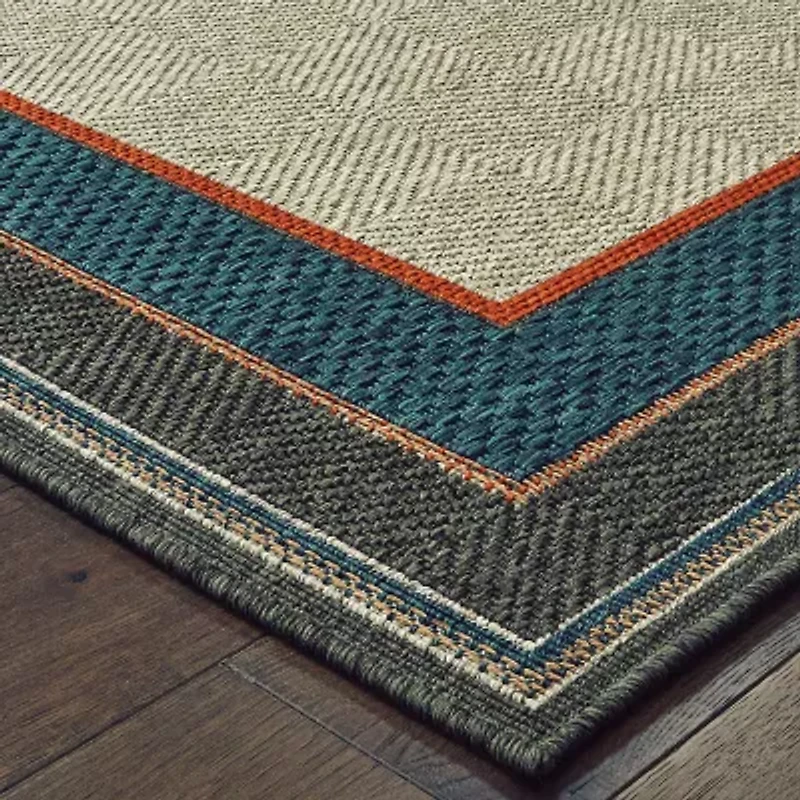 Covington Home Long Island Casual Border 22"X90" Indoor Outdoor Rectangular Runner