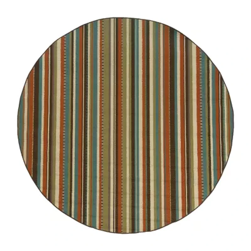 Covington Home Majorca Vertical Stripes 7'X7' Indoor Outdoor Round Area Rug