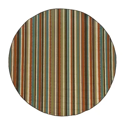 Covington Home Majorca Vertical Stripes 7'X7' Indoor Outdoor Round Area Rug
