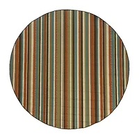 Covington Home Majorca Vertical Stripes 7'X7' Indoor Outdoor Round Area Rug