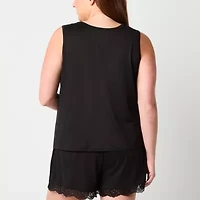 Ambrielle Womens V Neck Sleeveless Plus Pajama Top