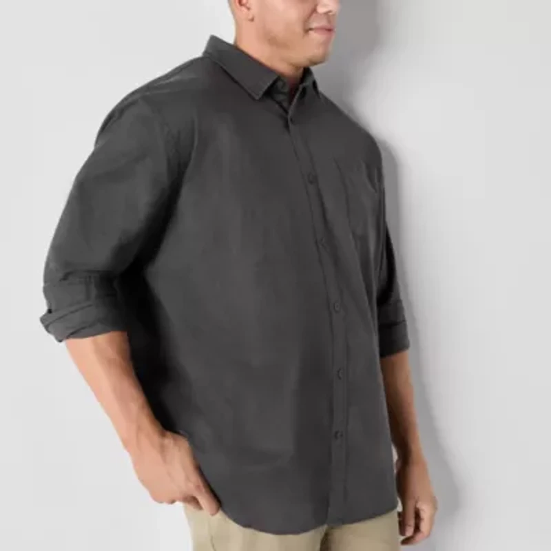 mutual weave Big and Tall Mens Regular Fit Long Sleeve Button-Down Oxford Shirt