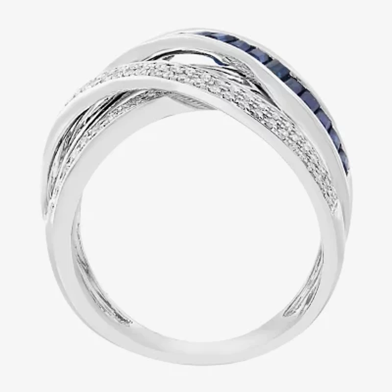 Effy Final Call Womens 1/3 CT. T.W. Genuine Blue Sapphire 14K White Gold Cocktail Ring