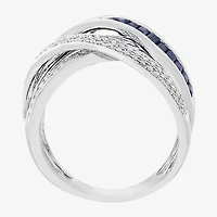 Effy Final Call Womens 1/3 CT. T.W. Genuine Blue Sapphire 14K White Gold Cocktail Ring