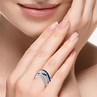 Effy Final Call Womens 1/3 CT. T.W. Genuine Blue Sapphire 14K White Gold Cocktail Ring