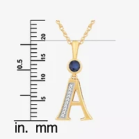 A Womens Lab Created Blue Sapphire 14K Gold Over Silver 18 Inch Pendant Necklace