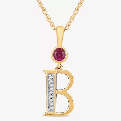 B Womens Lab Created Red Ruby 14K Gold Over Silver 18 Inch Pendant Necklace