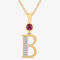 B Womens Lab Created Red Ruby 14K Gold Over Silver 18 Inch Pendant Necklace