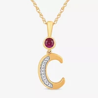 C Womens Lab Created Red Ruby 14K Gold Over Silver 18 Inch Pendant Necklace