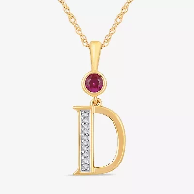 D Womens Lab Created Red Ruby 14K Gold Over Silver 18 Inch Pendant Necklace