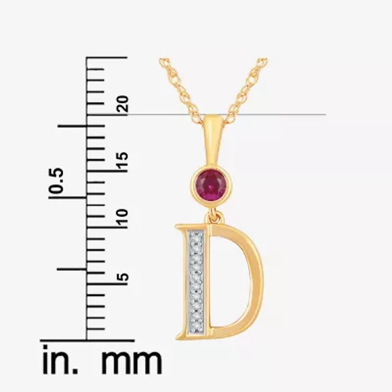 D Womens Lab Created Red Ruby 14K Gold Over Silver 18 Inch Pendant Necklace