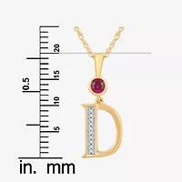 D Womens Lab Created Red Ruby 14K Gold Over Silver 18 Inch Pendant Necklace