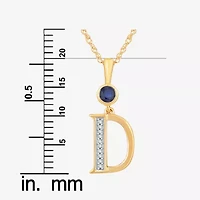 D Womens Lab Created Blue Sapphire 14K Gold Over Silver 18 Inch Pendant Necklace