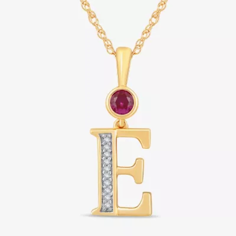 E Womens Lab Created Red Ruby 14K Gold Over Silver 18 Inch Pendant Necklace