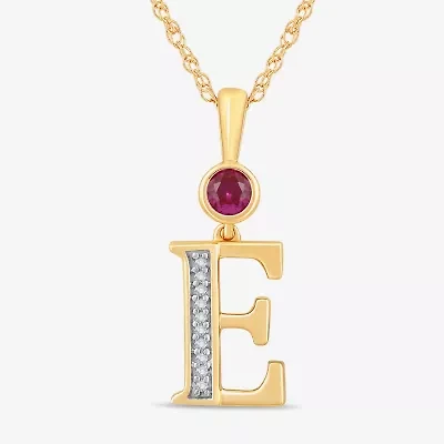 E Womens Lab Created Red Ruby 14K Gold Over Silver 18 Inch Pendant Necklace