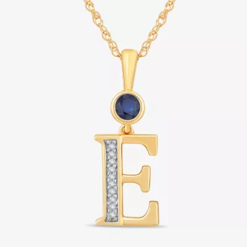 E Womens Lab Created Blue Sapphire 14K Gold Over Silver 18 Inch Pendant Necklace