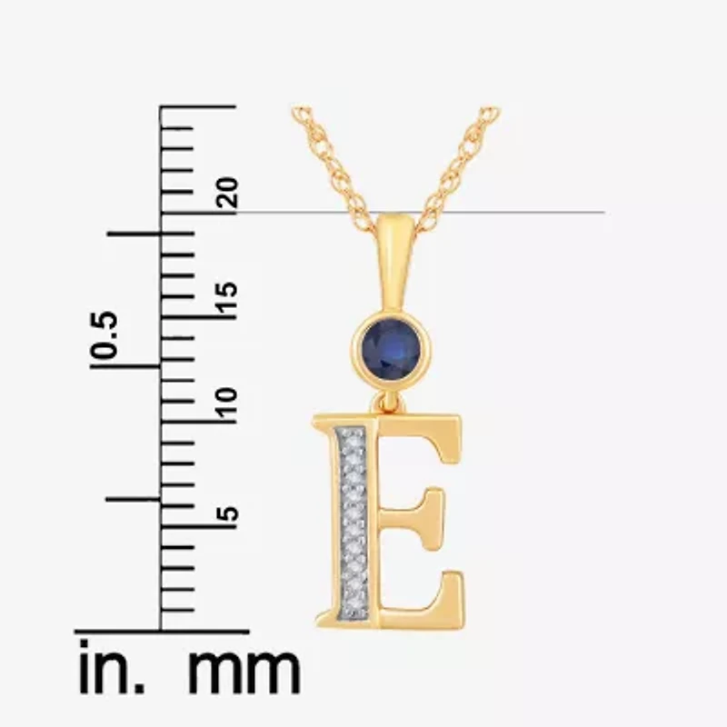 E Womens Lab Created Blue Sapphire 14K Gold Over Silver 18 Inch Pendant Necklace