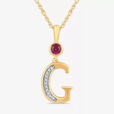 Womens Lab Created Red Ruby 14K Gold Over Silver 18 Inch Pendant Necklace