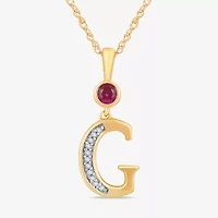 Womens Lab Created Red Ruby 14K Gold Over Silver 18 Inch Pendant Necklace