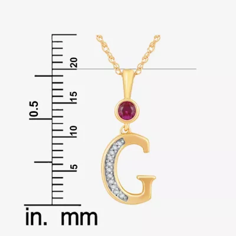 Womens Lab Created Red Ruby 14K Gold Over Silver 18 Inch Pendant Necklace