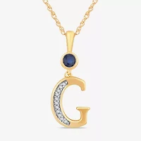 Womens Lab Created Blue Sapphire 14K Gold Over Silver 18 Inch Pendant Necklace