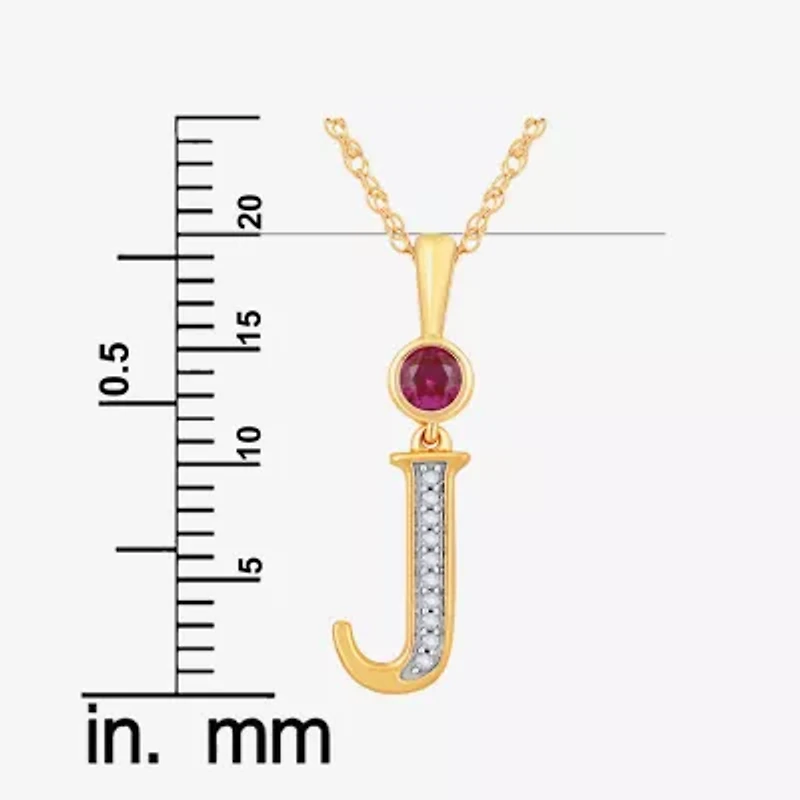 J Womens Lab Created Red Ruby 14K Gold Over Silver 18 Inch Pendant Necklace
