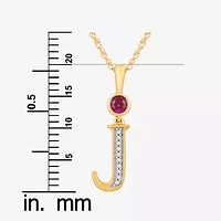 J Womens Lab Created Red Ruby 14K Gold Over Silver 18 Inch Pendant Necklace