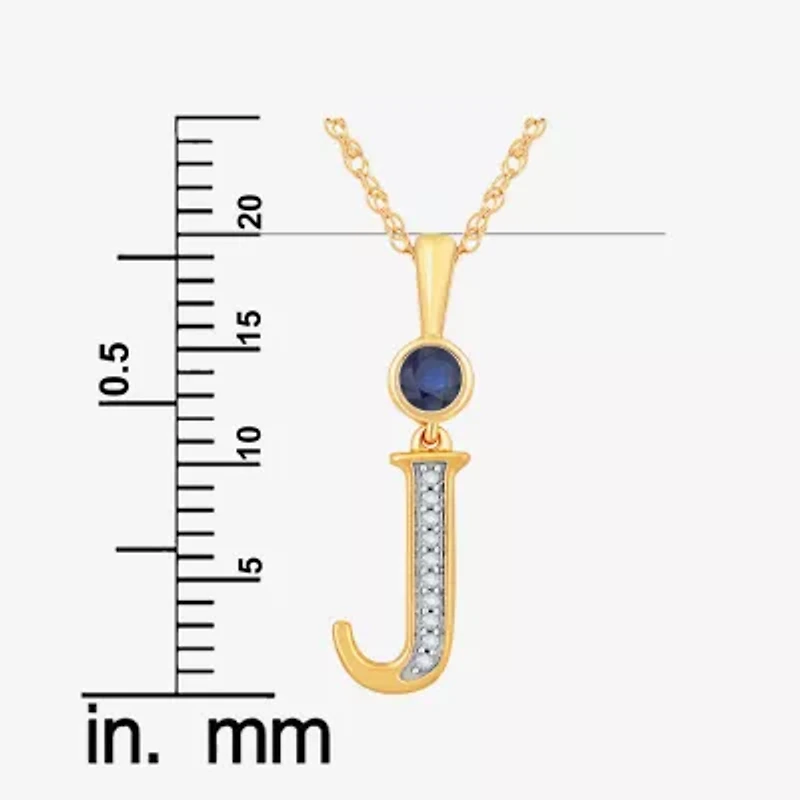J Womens Lab Created Blue Sapphire 14K Gold Over Silver 18 Inch Pendant Necklace