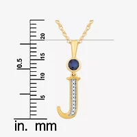 J Womens Lab Created Blue Sapphire 14K Gold Over Silver 18 Inch Pendant Necklace