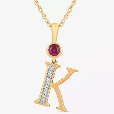 K Womens Lab Created Red Ruby 14K Gold Over Silver 18 Inch Pendant Necklace