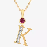 K Womens Lab Created Red Ruby 14K Gold Over Silver 18 Inch Pendant Necklace