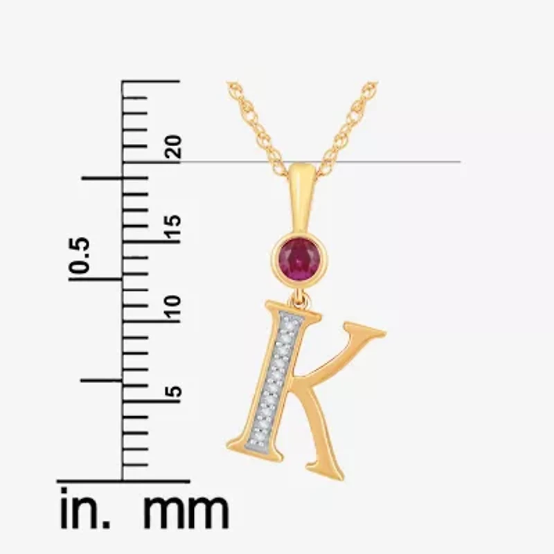 K Womens Lab Created Red Ruby 14K Gold Over Silver 18 Inch Pendant Necklace