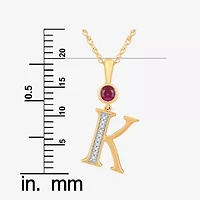 K Womens Lab Created Red Ruby 14K Gold Over Silver 18 Inch Pendant Necklace