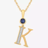 K Womens Lab Created Blue Sapphire 14K Gold Over Silver 18 Inch Pendant Necklace