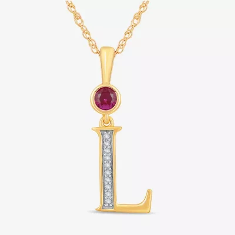 Womens Lab Created Red Ruby 14K Gold Over Silver 18 Inch Pendant Necklace