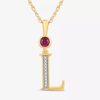 Womens Lab Created Red Ruby 14K Gold Over Silver 18 Inch Pendant Necklace