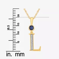 L" Womens Lab Created Blue Sapphire 14K Gold Over Silver 18 Inch Pendant Necklace