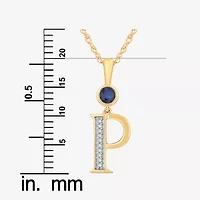 Womens Lab Created Blue Sapphire 14K Gold Over Silver 18 Inch Pendant Necklace